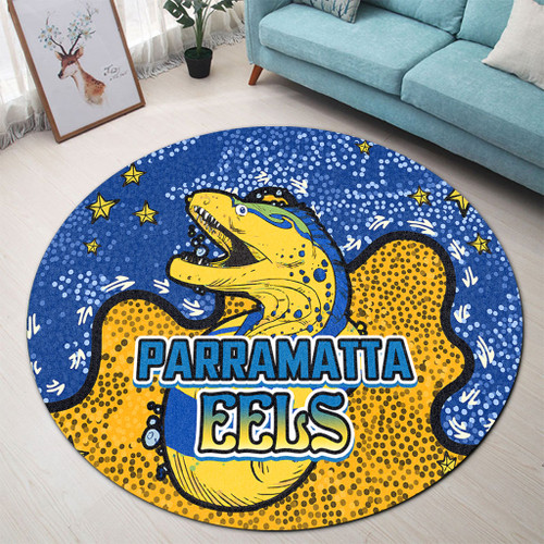 Parramatta Eels Custom Round Rug - Team With Dot And Star Patterns For Tough Fan Round Rug