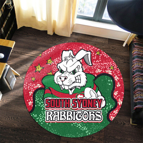 South Sydney Rabbitohs Round Rug - Team With Dot And Star Patterns For Tough Fan Round Rug South Sydney Rabbitohs Round Rug - Team With Dot And Star Patterns For Tough Fan Round Rug