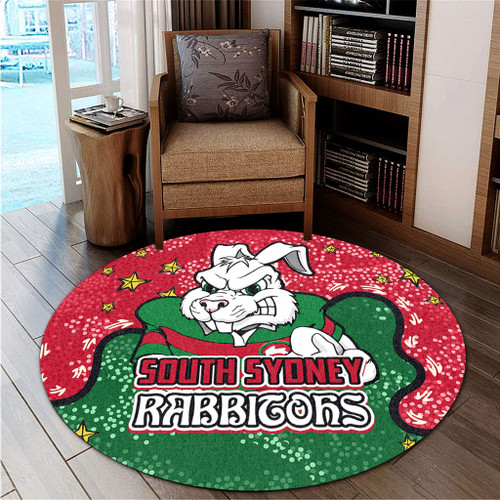 South Sydney Rabbitohs Round Rug - Team With Dot And Star Patterns For Tough Fan Round Rug South Sydney Rabbitohs Round Rug - Team With Dot And Star Patterns For Tough Fan Round Rug