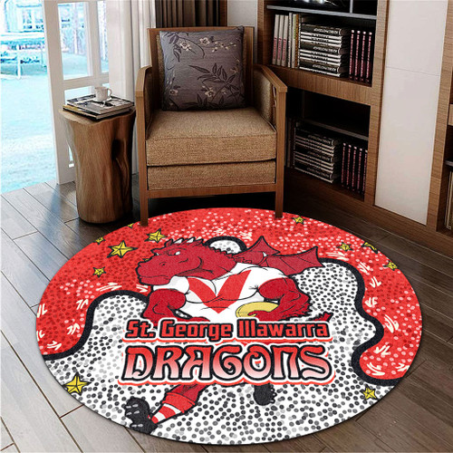 St. George Illawarra Dragons Custom Round Rug - Team With Dot And Star Patterns For Tough Fan Round Rug St. George Illawarra Dragons Custom Round Rug - Team With Dot And Star Patterns For Tough Fan Round Rug