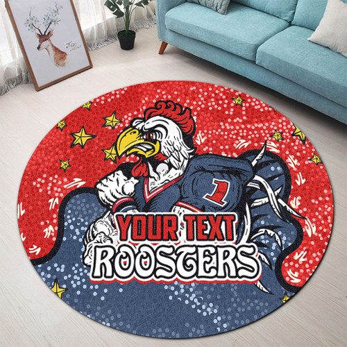 Sydney Roosters Custom Round Rug - Team With Dot And Star Patterns For Tough Fan Round Rug Sydney Roosters Custom Round Rug - Team With Dot And Star Patterns For Tough Fan Round Rug