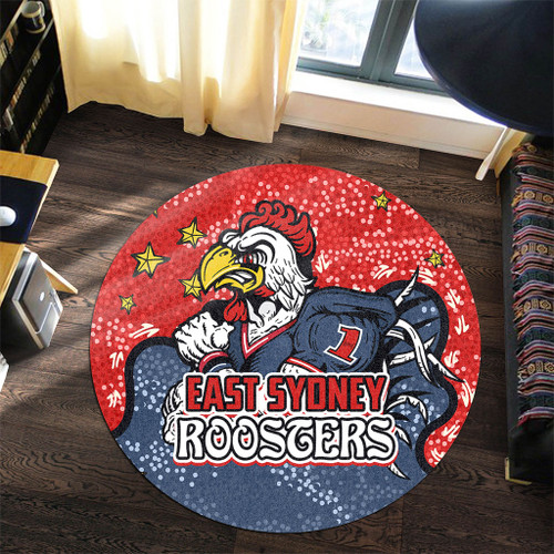 Sydney Roosters Custom Round Rug - Team With Dot And Star Patterns For Tough Fan Round Rug Sydney Roosters Custom Round Rug - Team With Dot And Star Patterns For Tough Fan Round Rug