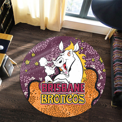 Brisbane Broncos Custom Round Rug - Team With Dot And Star Patterns For Tough Fan Round Rug Brisbane Broncos Custom Round Rug - Team With Dot And Star Patterns For Tough Fan Round Rug
