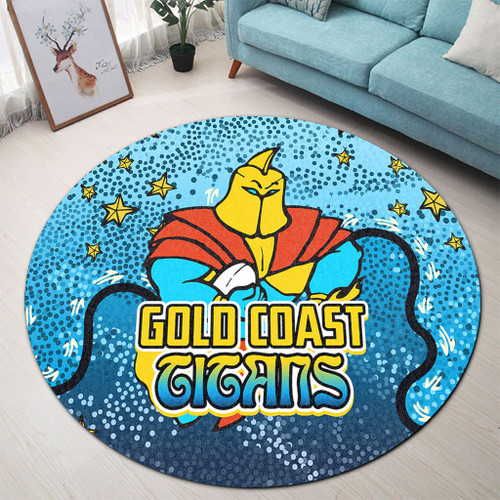 Gold Coast Titans Custom Round Rug - Team With Dot And Star Patterns For Tough Fan Round Rug