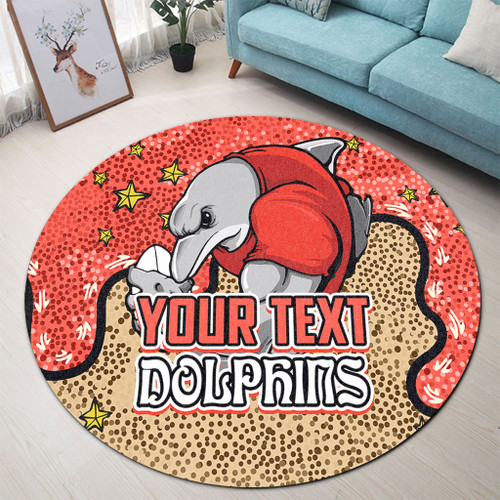 Redcliffe Dolphins Custom Round Rug - Team With Dot And Star Patterns For Tough Fan Round Rug Redcliffe Dolphins Custom Round Rug - Team With Dot And Star Patterns For Tough Fan Round Rug