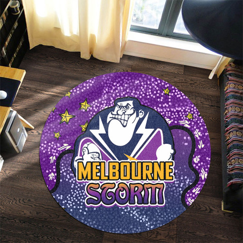 Melbourne Storm Custom Round Rug - Team With Dot And Star Patterns For Tough Fan Round Rug Melbourne Storm Custom Round Rug - Team With Dot And Star Patterns For Tough Fan Round Rug