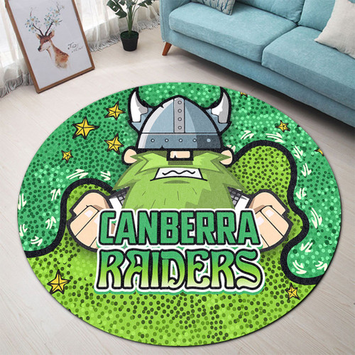 Canberra Raiders Custom Round Rug - Team With Dot And Star Patterns For Tough Fan Round Rug