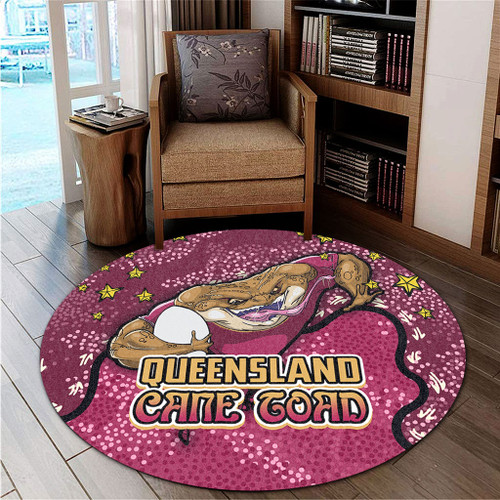 Queensland Cane Toads Custom Round Rug - Team With Dot And Star Patterns For Tough Fan Round Rug