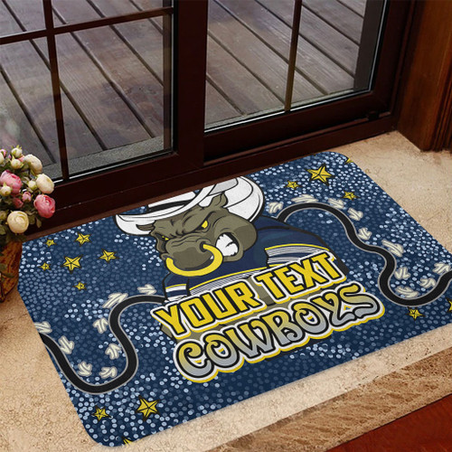 North Queensland Cowboys Custom Doormat - Team With Dot And Star Patterns For Tough Fan Doormat North Queensland Cowboys Custom Doormat - Team With Dot And Star Patterns For Tough Fan Doormat