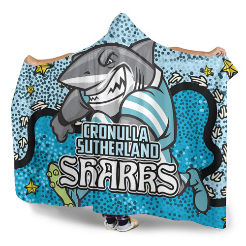 Cronulla-Sutherland Sharks Custom Hooded Blanket - Team With Dot And Star Patterns For Tough Fan Hooded Blanket Cronulla-Sutherland Sharks Custom Hooded Blanket - Team With Dot And Star Patterns For Tough Fan Hooded Blanket