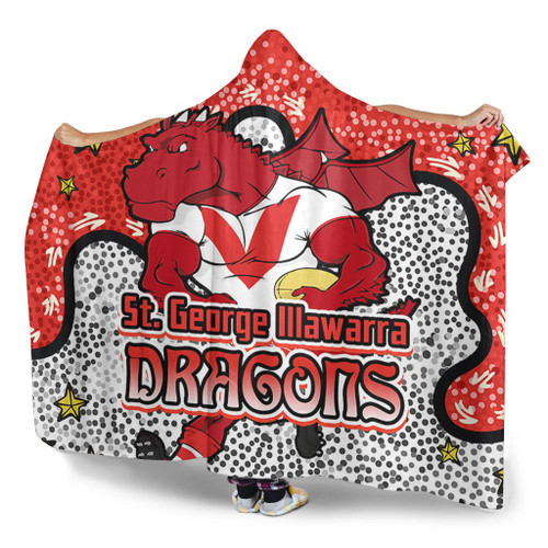 St. George Illawarra Dragons Custom Hooded Blanket - Team With Dot And Star Patterns For Tough Fan Hooded Blanket St. George Illawarra Dragons Custom Hooded Blanket - Team With Dot And Star Patterns For Tough Fan Hooded Blanket