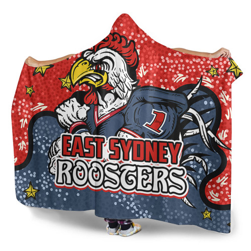 Sydney Roosters Custom Hooded Blanket - Team With Dot And Star Patterns For Tough Fan Hooded Blanket Sydney Roosters Custom Hooded Blanket - Team With Dot And Star Patterns For Tough Fan Hooded Blanket