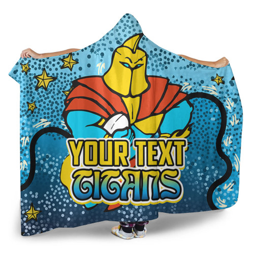Gold Coast Titans Custom Hooded Blanket - Team With Dot And Star Patterns For Tough Fan Hooded Blanket