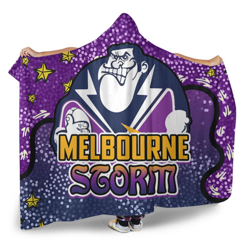 Melbourne Storm Custom Hooded Blanket - Team With Dot And Star Patterns For Tough Fan Hooded Blanket Melbourne Storm Custom Hooded Blanket - Team With Dot And Star Patterns For Tough Fan Hooded Blanket