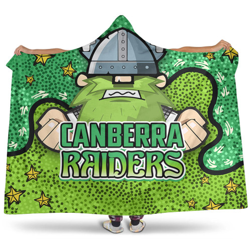 Canberra Raiders Custom Hooded Blanket - Team With Dot And Star Patterns For Tough Fan Hooded Blanket