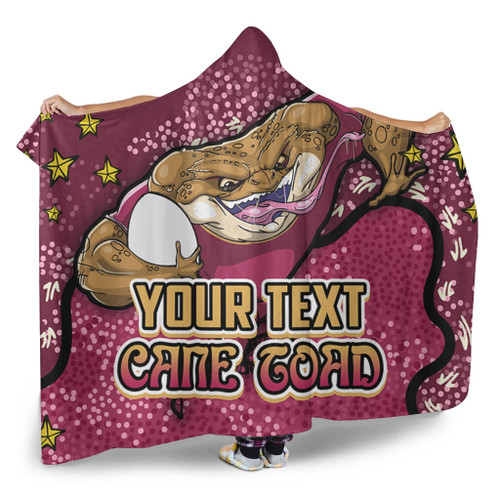 Queensland Cane Toads Custom Hooded Blanket - Team With Dot And Star Patterns For Tough Fan Hooded Blanket Queensland Cane Toads Custom Hooded Blanket - Team With Dot And Star Patterns For Tough Fan Hooded Blanket
