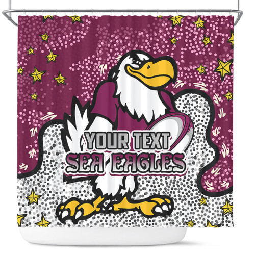 Manly Warringah Sea Eagles Shower Curtain - Team With Dot And Star Patterns For Tough Fan Shower Curtain