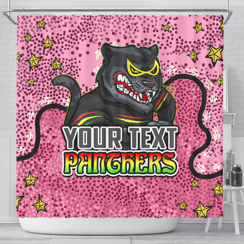 Penrith Panthers Custom Shower Curtain - Team With Dot And Star Patterns For Tough Fan Shower Curtain Penrith Panthers Custom Shower Curtain - Team With Dot And Star Patterns For Tough Fan Shower Curtain