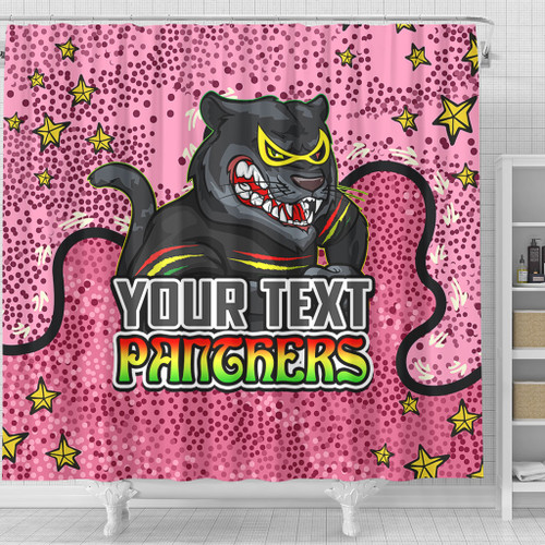 Penrith Panthers Custom Shower Curtain - Team With Dot And Star Patterns For Tough Fan Shower Curtain Penrith Panthers Custom Shower Curtain - Team With Dot And Star Patterns For Tough Fan Shower Curtain
