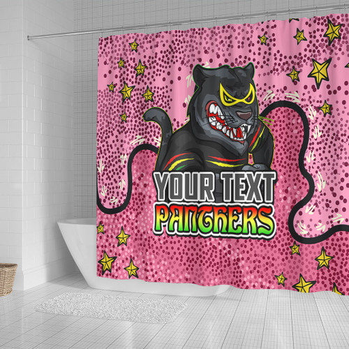 Penrith Panthers Custom Shower Curtain - Team With Dot And Star Patterns For Tough Fan Shower Curtain Penrith Panthers Custom Shower Curtain - Team With Dot And Star Patterns For Tough Fan Shower Curtain