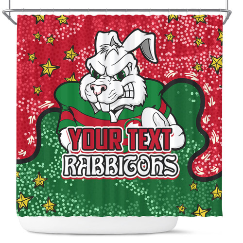 South Sydney Rabbitohs Shower Curtain - Team With Dot And Star Patterns For Tough Fan Shower Curtain South Sydney Rabbitohs Shower Curtain - Team With Dot And Star Patterns For Tough Fan Shower Curtain