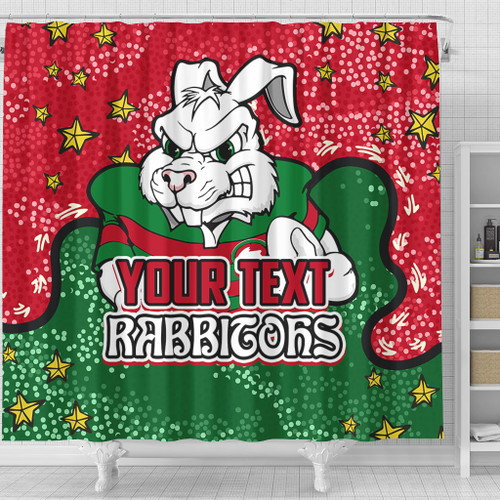 South Sydney Rabbitohs Shower Curtain - Team With Dot And Star Patterns For Tough Fan Shower Curtain South Sydney Rabbitohs Shower Curtain - Team With Dot And Star Patterns For Tough Fan Shower Curtain
