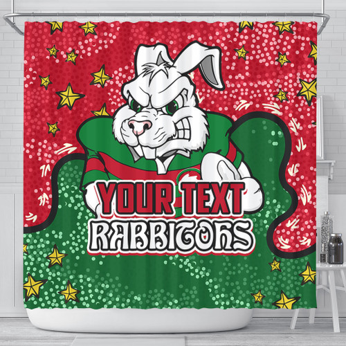 South Sydney Rabbitohs Shower Curtain - Team With Dot And Star Patterns For Tough Fan Shower Curtain South Sydney Rabbitohs Shower Curtain - Team With Dot And Star Patterns For Tough Fan Shower Curtain