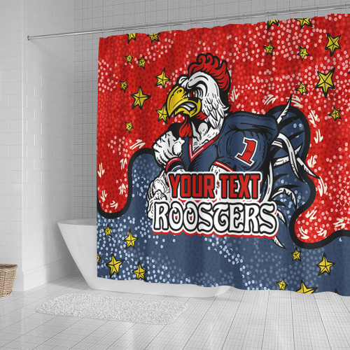 Sydney Roosters Custom Shower Curtain - Team With Dot And Star Patterns For Tough Fan Shower Curtain Sydney Roosters Custom Shower Curtain - Team With Dot And Star Patterns For Tough Fan Shower Curtain