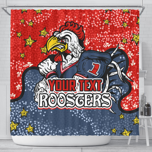 Sydney Roosters Custom Shower Curtain - Team With Dot And Star Patterns For Tough Fan Shower Curtain Sydney Roosters Custom Shower Curtain - Team With Dot And Star Patterns For Tough Fan Shower Curtain