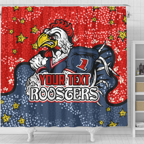 Sydney Roosters Custom Shower Curtain - Team With Dot And Star Patterns For Tough Fan Shower Curtain Sydney Roosters Custom Shower Curtain - Team With Dot And Star Patterns For Tough Fan Shower Curtain