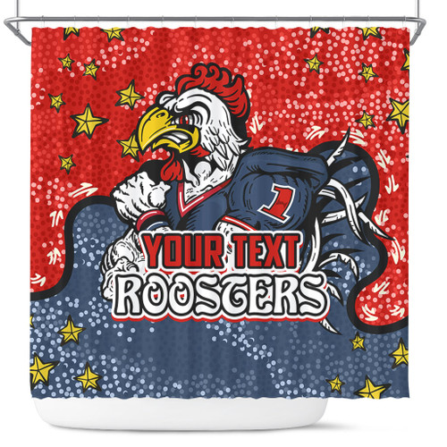 Sydney Roosters Custom Shower Curtain - Team With Dot And Star Patterns For Tough Fan Shower Curtain Sydney Roosters Custom Shower Curtain - Team With Dot And Star Patterns For Tough Fan Shower Curtain