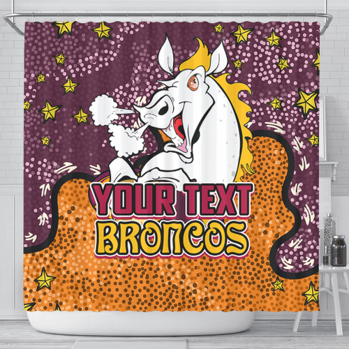 Brisbane Broncos Custom Shower Curtain - Team With Dot And Star Patterns For Tough Fan Shower Curtain Brisbane Broncos Custom Shower Curtain - Team With Dot And Star Patterns For Tough Fan Shower Curtain