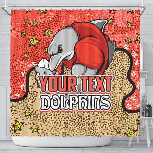 Redcliffe Dolphins Custom Shower Curtain - Team With Dot And Star Patterns For Tough Fan Shower Curtain Redcliffe Dolphins Custom Shower Curtain - Team With Dot And Star Patterns For Tough Fan Shower Curtain