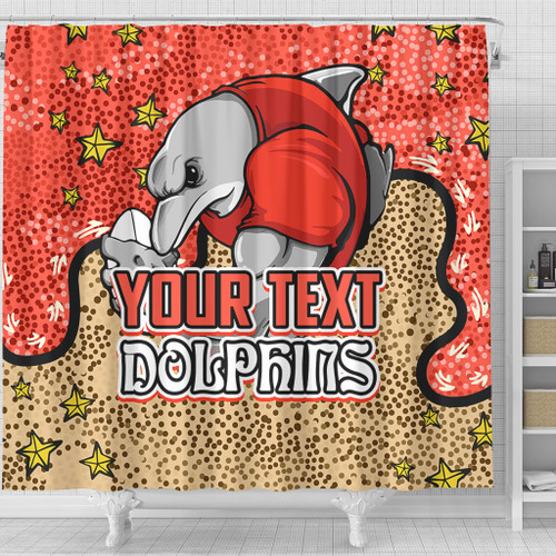 Redcliffe Dolphins Custom Shower Curtain - Team With Dot And Star Patterns For Tough Fan Shower Curtain Redcliffe Dolphins Custom Shower Curtain - Team With Dot And Star Patterns For Tough Fan Shower Curtain
