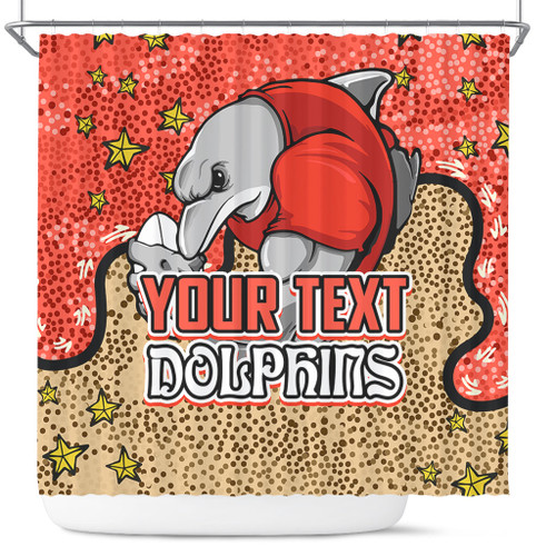 Redcliffe Dolphins Custom Shower Curtain - Team With Dot And Star Patterns For Tough Fan Shower Curtain Redcliffe Dolphins Custom Shower Curtain - Team With Dot And Star Patterns For Tough Fan Shower Curtain