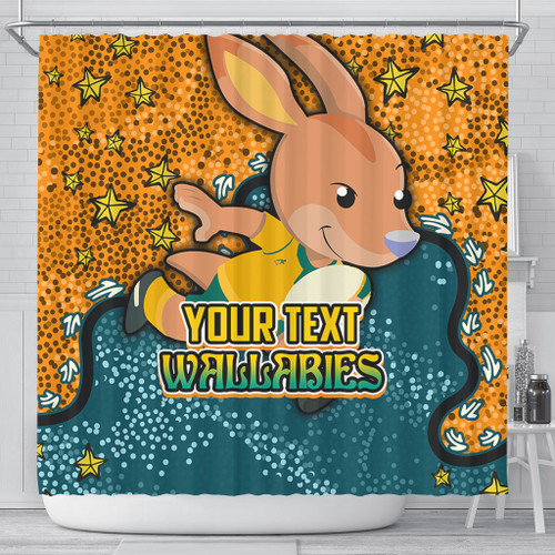 Australia Wallabies Custom Shower Curtain - Team With Dot And Star Patterns For Tough Fan Shower Curtain Australia Wallabies Custom Shower Curtain - Team With Dot And Star Patterns For Tough Fan Shower Curtain