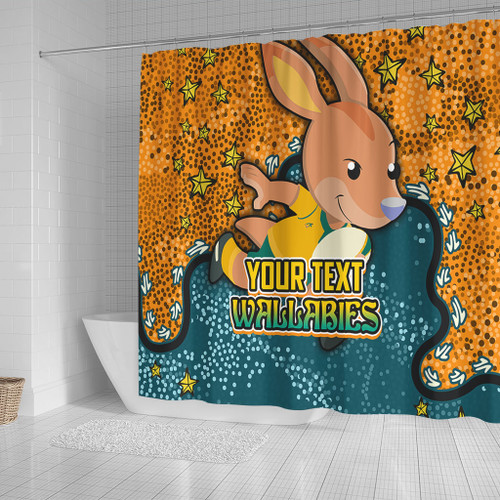 Australia Wallabies Custom Shower Curtain - Team With Dot And Star Patterns For Tough Fan Shower Curtain Australia Wallabies Custom Shower Curtain - Team With Dot And Star Patterns For Tough Fan Shower Curtain
