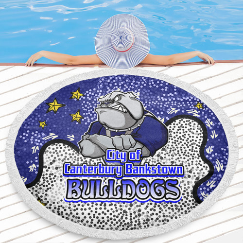 Canterbury-Bankstown Bulldogs Custom Beach Blanket - Team With Dot And Star Patterns For Tough Fan Beach Blanket