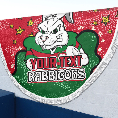 South Sydney Rabbitohs Beach Blanket - Team With Dot And Star Patterns For Tough Fan Beach Blanket South Sydney Rabbitohs Beach Blanket - Team With Dot And Star Patterns For Tough Fan Beach Blanket