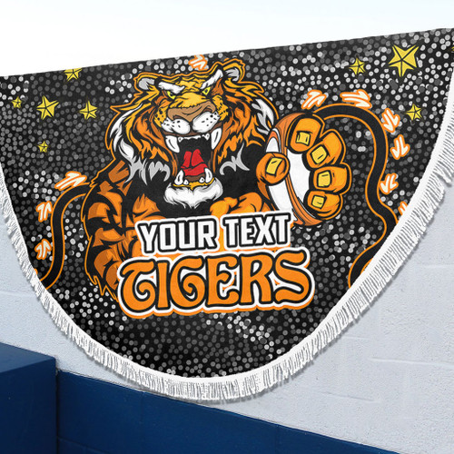 Wests Tigers Custom Beach Blanket - Team With Dot And Star Patterns For Tough Fan Beach Blanket Wests Tigers Custom Beach Blanket - Team With Dot And Star Patterns For Tough Fan Beach Blanket