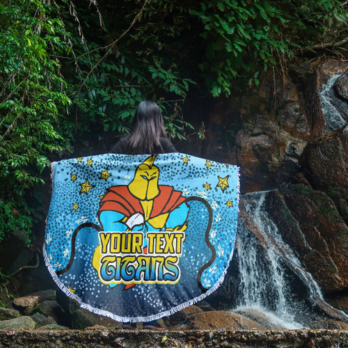 Gold Coast Titans Custom Beach Blanket - Team With Dot And Star Patterns For Tough Fan Beach Blanket