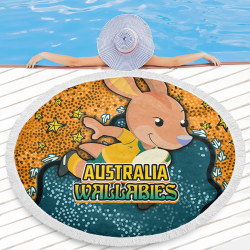 Australia Wallabies Custom Beach Blanket - Team With Dot And Star Patterns For Tough Fan Beach Blanket