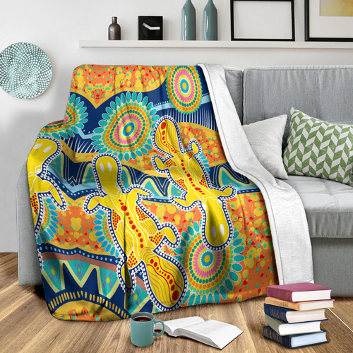 Australia Animals Platypus Aboriginal Blanket - Yellow Platypus With Aboriginal Art Dot Painting Patterns Inspired Blanket Australia Animals Platypus Aboriginal Blanket - Yellow Platypus With Aboriginal Art Dot Painting Patterns Inspired Blanket