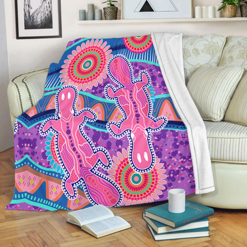 Australia Animals Platypus Aboriginal Blanket - Pink Platypus With Aboriginal Art Dot Painting Patterns Inspired Blanket Australia Animals Platypus Aboriginal Blanket - Pink Platypus With Aboriginal Art Dot Painting Patterns Inspired Blanket