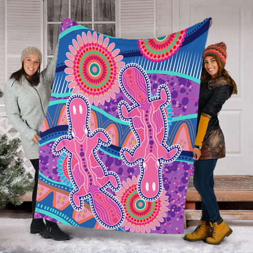 Australia Animals Platypus Aboriginal Blanket - Pink Platypus With Aboriginal Art Dot Painting Patterns Inspired Blanket Australia Animals Platypus Aboriginal Blanket - Pink Platypus With Aboriginal Art Dot Painting Patterns Inspired Blanket