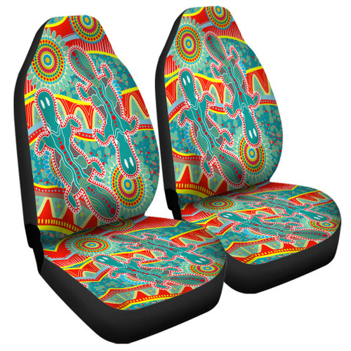 Australia Animals Platypus Aboriginal Car Seat Cover - Green Platypus With Aboriginal Art Dot Painting Patterns Inspired Car Seat Cover Australia Animals Platypus Aboriginal Car Seat Cover - Green Platypus With Aboriginal Art Dot Painting Patterns Inspired Car Seat Cover