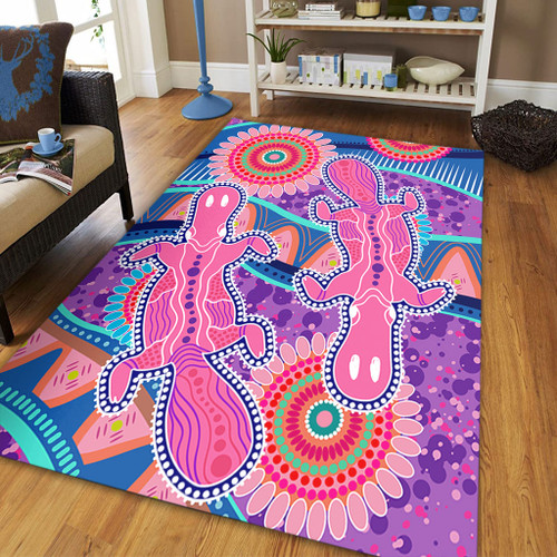 Australia Animals Platypus Aboriginal Area Rug - Pink Platypus With Aboriginal Art Dot Painting Patterns Inspired Area Rug Australia Animals Platypus Aboriginal Area Rug - Pink Platypus With Aboriginal Art Dot Painting Patterns Inspired Area Rug