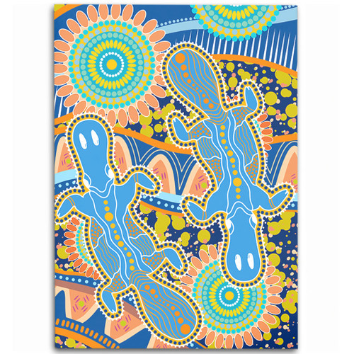 Australia Animals Platypus Aboriginal Area Rug - Blue Platypus With Aboriginal Art Dot Painting Patterns Inspired Area Rug Australia Animals Platypus Aboriginal Area Rug - Blue Platypus With Aboriginal Art Dot Painting Patterns Inspired Area Rug
