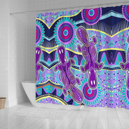 Australia Animals Platypus Aboriginal Shower Curtain - Purple Platypus With Aboriginal Art Dot Painting Patterns Inspired Shower Curtain Australia Animals Platypus Aboriginal Shower Curtain - Purple Platypus With Aboriginal Art Dot Painting Patterns Inspired Shower Curtain