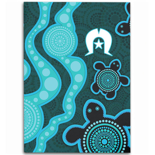 Australia Aboriginal Turtles Torres Strait Islands Area Rug - Blue Turtles With Aboriginal Dot Art Painting Patterns And Torres Strait Symbol Area Rug Australia Aboriginal Turtles Torres Strait Islands Area Rug - Blue Turtles With Aboriginal Dot Art Painting Patterns And Torres Strait Symbol Area Rug